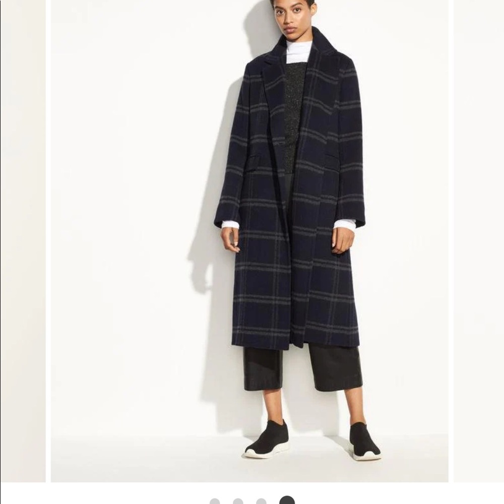 Vince Navy Check Coat